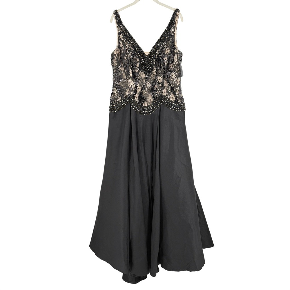 Mac Duggal 77181F Sleeveless Gown Black Lace Sequin Beaded Corset Back Dress 14W - Picture 2 of 15